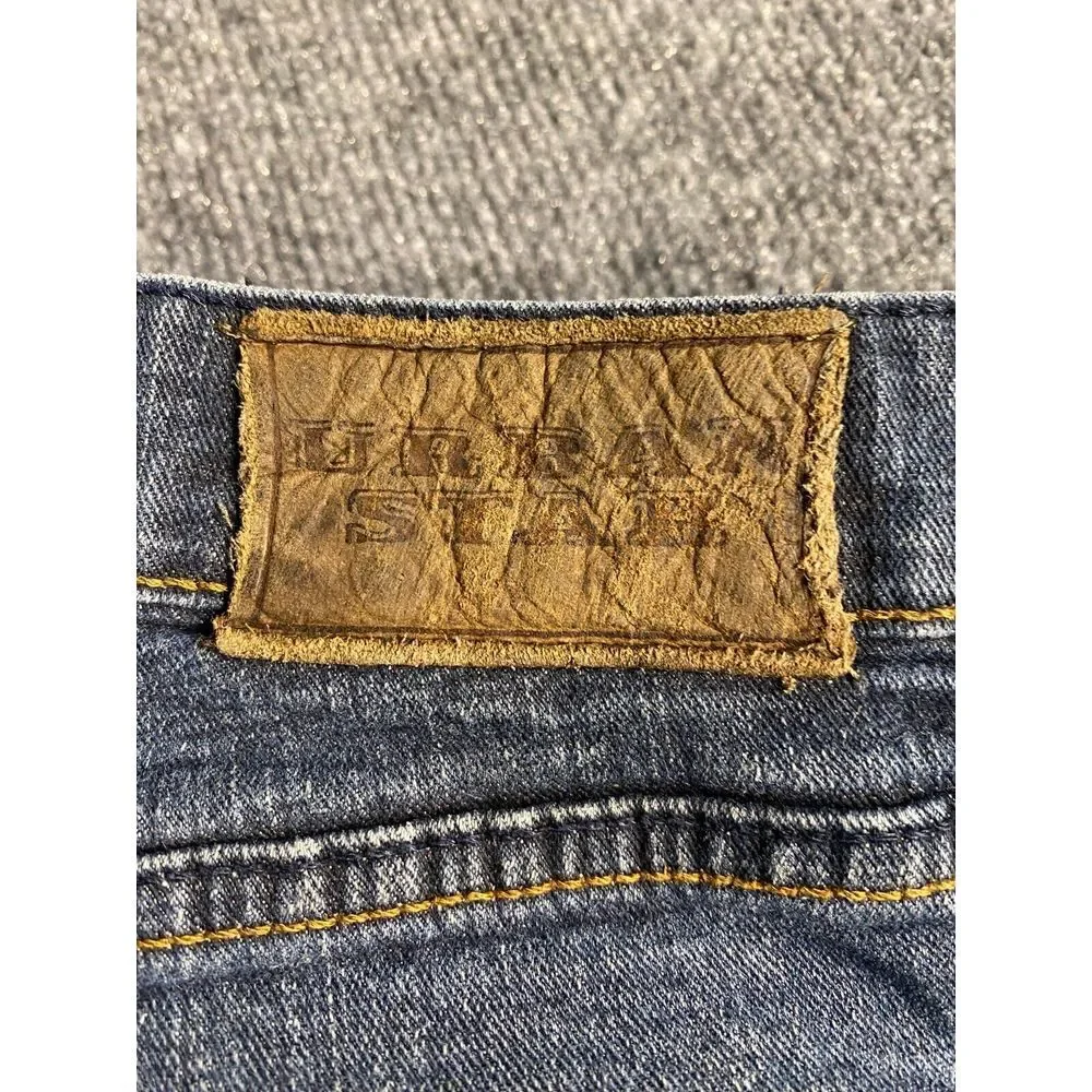 Urban star Jeans Mens 38x32 Blue Denim Pockets Brown Tab Flat Front Straight Leg